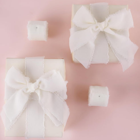 GLAMFIELDS Chiffon Ribbon Fringe Fabric Set 1.5" x 21Yd for Bouquets Wrapping, Wedding Invitations, Decorations, Gifts Wrapping & Bow Making,3 Rol...