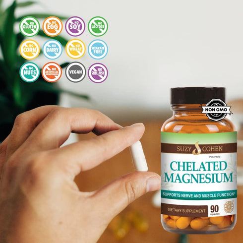Chelated Magnesium Capsules - Supports Nerve and Muscle Function - 90 Capsules - by Suzy Cohen, RPh...