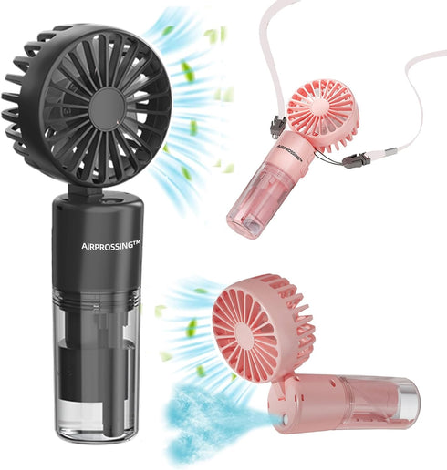 Portable Handheld Misting Fan?Rechargeable Battery Operated Spray Water Mist Fan Foldable?4 Speeds?Small Personal Cooling Fans for Outdoor,Travel,...
