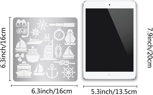 GORGECRAFT 6.3 Inch Metal Nautical Stencil Stainless Steel Ocean Anchor Lighthouse Painting Reusable Template Journal Tool for Painting, Wood Burn...