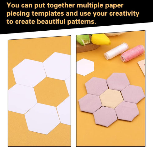 300 Count Paper Piecing Paper for Quilting, Quilting Templates, Paper Piecing Shapes Hexagon Paper Piecing Templates Quilting Templates for Use in...