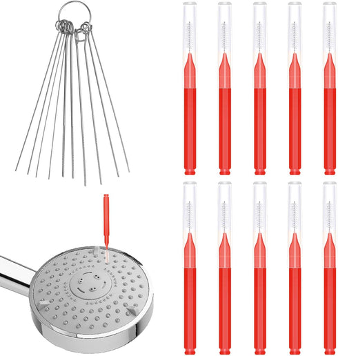 10pcs Shower Head Cleaning Brush with 10pcs Cleaning Pin Picks, Anti-Clogging Mini Crevice Shower Head Bristle Small Hole Cleaner for Nozzle Gap H...