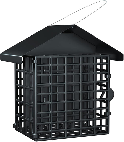 Suet Feeder, Vivace Suet Feeder with 2 Suet Cages, Metal Roof Covered Suet Bird Feeder Hanging Wild Bird Feeders Suet Holder Rust Proof Suet Cake ...