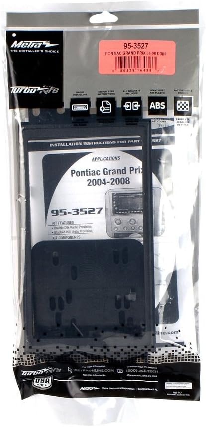 Metra 95-3527 Double DIN Installation Dash Kit for 2004-up Pontiac Grand Prix Vehicles (Black)...