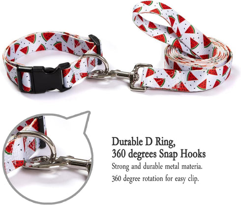 2PCS Watermelon Dog Collars with Funny Pet Leash Set Dogs Adjustable Collar for Small to Large Dog Collars Set (XL)...