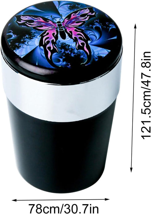 Car Trash Can with Lid and Blue LED Light, Mini Auto Garbage Can Portable, Leakproof Vehicle Trash Bin, Trash Cup Smell Proof Can for Automotive C...