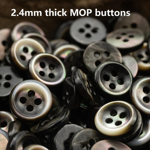 20 Pieces Genuine 11.5MM Black Mother of Pearl Buttons, Natural Real Black MOP Buttons for Shirts Dresses Polo DIY Craft with 2.4MM Thickness MOP ...