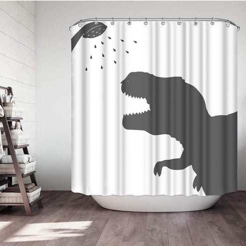 Animal Dinosaur Fabric Shower Curtain Dinosaur Silhouette Waterproof Polyester Fabric Bathroom Set with Hooks Animal Home Decor 72x72IN...