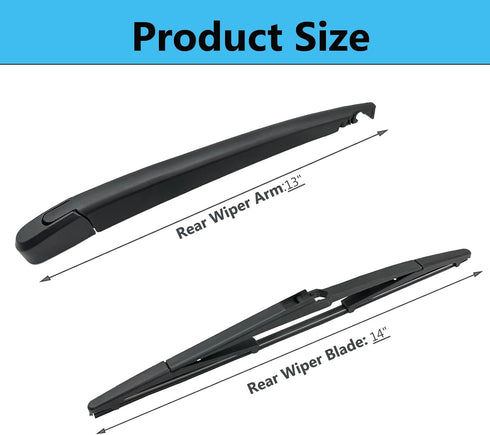 Rear Wiper Blade Arm Set Replacement for Hyundai Veracruz Ix55 2007-2012 Back Glass Wipers, Factory OE Style Rear Windshield Wiper Arm & Wiper Bla...