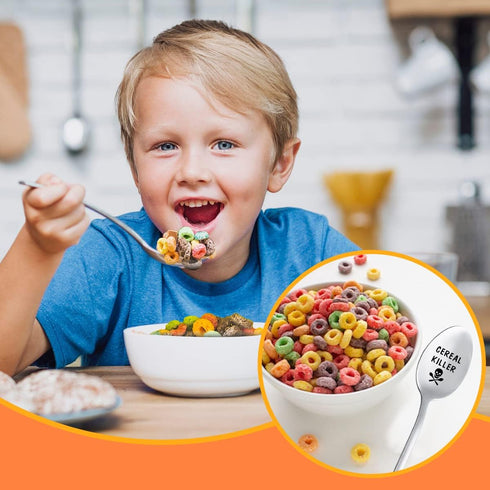 Fathers day Gifts for Dad Laser Engraved Cereal Killer Spoon Scoop, Real Deal for Cereal Lover, Tablespoon Size, Pragmatic Gift for Dad Who Wants ...