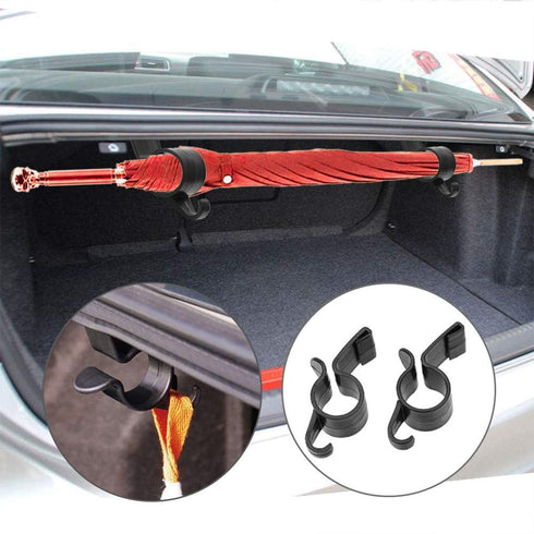2 Pcs Black Car Umbrella Holder,Trunk Hooks Hanger Holder Clip,Universal Headrest Organizer Clip Portable Umbrella Trunk Back Car Purse Stand Bags...