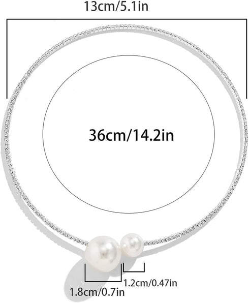 Elegant Metal Big Ball Collar Necklace Pearl Open Clavicle Chain Long Tassel Pearls Pendant Necklace Statement Beaded Link Chain Choker Necklace f...