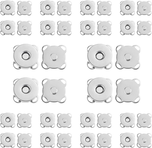 20 Sets Plum Magnetic Snaps Buttons for Sewing Supplies 15mm Purse Snap Clasps Button for Sewing, Craft, Bags, Clothes, Leather (Silver)...