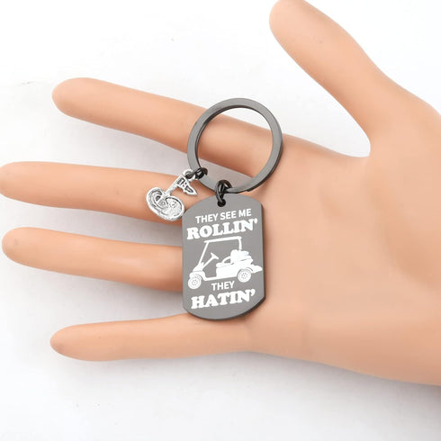 TIIMG They See Me Rollin They Hatin Keychain For Golf Lover Golf Cart Gift Golfing Club Gift Golfer Gift...