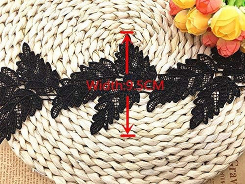 9.5CM Width Europe Leaf Pattern Inelastic Embroidery Lace Trim,Curtain Tablecloth Slipcover Bridal DIY Clothing/Accessories.(4 Yards in one Packag...