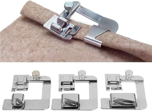 3 Sizes Wide Rolled Hem Pressure Foot Sewing Machine Presser Foot Hemmer Foot Set (1/2 Inch, 3/4 Inch, 1 Inch) for Singer, Brother, Janome and Oth...