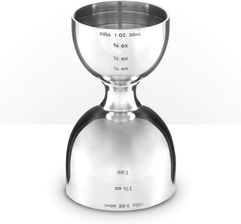 Piña Barware Stainless Steel Commercial 2oz. / 1oz. Bell Style Measuring Jigger Bar Tool - Mirror Polished Finish, One Jigger...