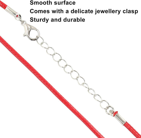 10 Pieces 2mm Red Leather Cord Necklace with Lobster Clasp Ideal for Jewelry Making, Pendants, and Bracelets DIY Projects Beading Supplies...