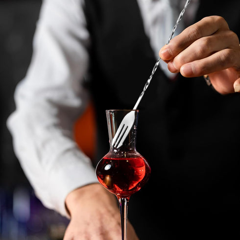 4pcs Cocktail Mixing Spoons, Bar Spoon Cocktail Spoon Long Handle Stirring Spoons Spiral Handle Bar Stirrers Ladles with Trident Tip for Drink Tea...