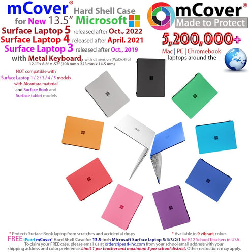 mCover Case Compatible for 13.5" Microsoft Surface Laptop 5/4/3 - Metal Keyboard ONLY (NOT Fitting with Cheaper Surface Laptop Models with Alcanta...