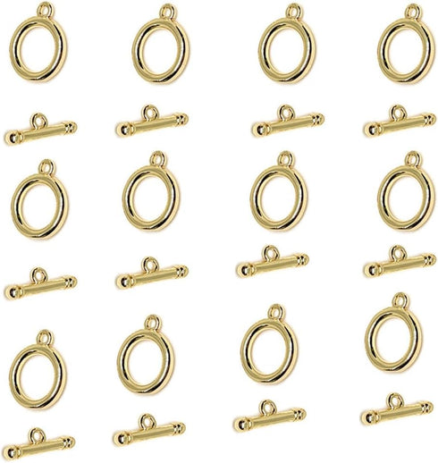 Flat Round Jewelry Clasp Toggle Circle Clasps Tbar Gold Closure Fastener Hook Toggle Connectors Tbar End Clasps for Necklace Bracelet Jewelry Maki...
