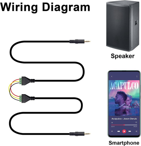 Poyiccot 3.5mm Screw Terminal Connector Cable, 3.5mm(1/8inch) Stereo Audio Balanced Male Jack to AV 3 Pin Screw Terminal Adapter Cable 30cm(1/8inc...