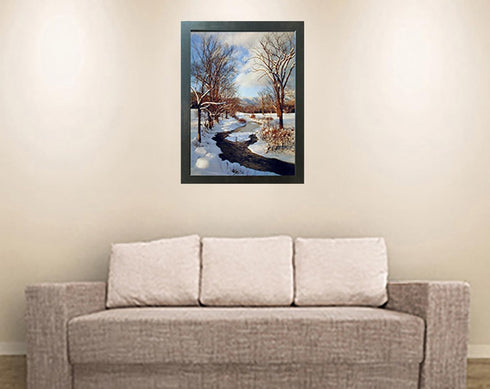 Scenery Winter Stream with Snow Landscape Wall Decor Art Print Poster (16x20)...