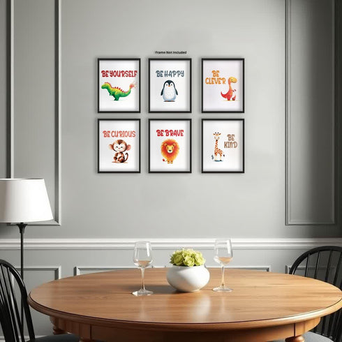 Posterizer 6 pcs-Positive Sayings From Cute Animals-Kids Room Art-Motivational & Inspirational Art-Gift for Daughter, Son, Kids-Decor for nursery ...