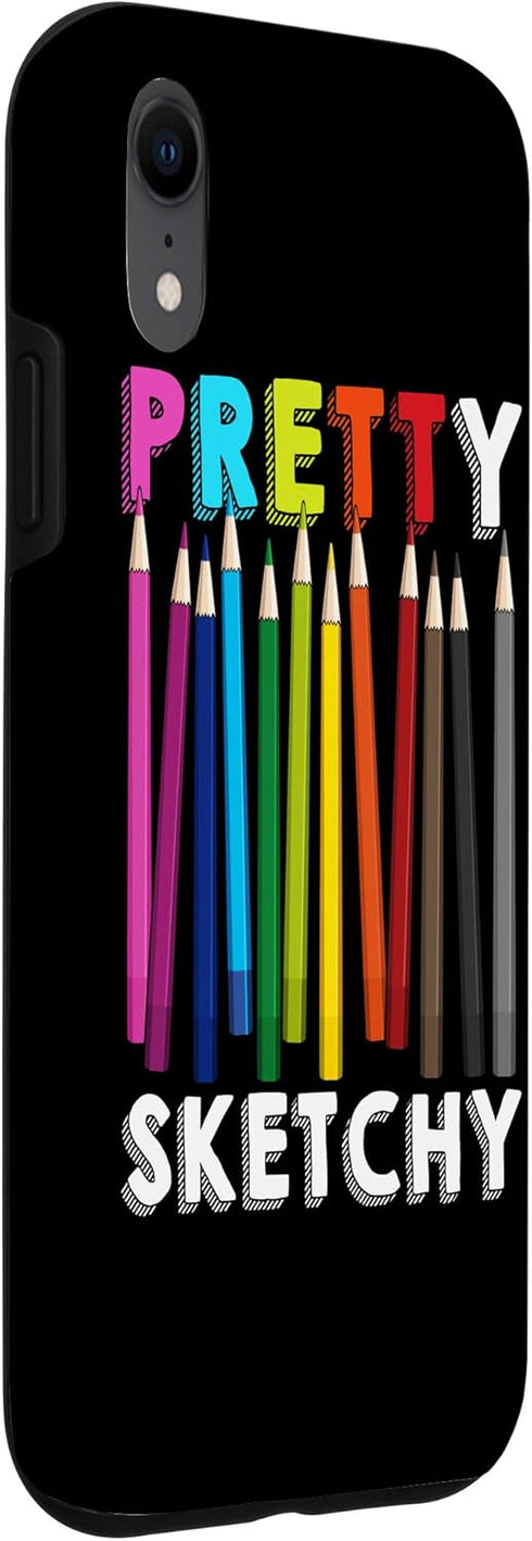 iPhone XR Pretty Sketchy Fun Art Lover Colored Pencils Artists Gift Case...