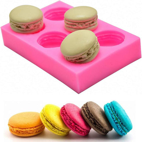 6-Cavity 3D Macaron Hamburger Silicone Mold for Fondant, Cake/Cupcake Decorating, Baking, Gum Paste, Chocolate, Candy, Polymer clay, Mini Soap, Ba...