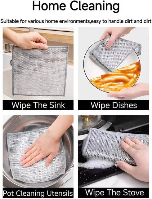 Wire Dishwashing Rag?Non Scratch Wire Dishcloth?Large size??11.5 * 11.5 inches?10 pieces??Double Layer Multifunctional Non Scratch Wire Dishcloth?...