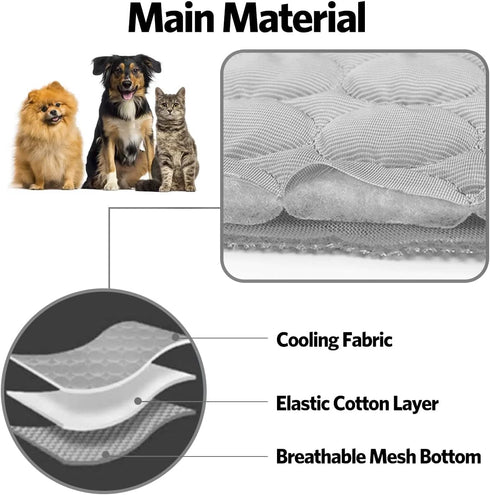 Dog Cooling Mat Pet Cooling Pads Dogs & Cats Pet Cooling Blanket for Outdoor Car Seats Beds (Grey, 22IN*28IN)...