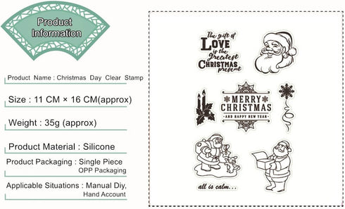 Merry Christmas Theme Clear Stamps, Silicone Rubber Stamp Cards for DIY Christmas Scrapbooking Card Making Decoration Scrapbooking Album Supplies ...