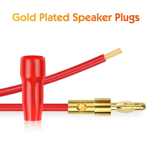 Diospyros 4 mm Gold Plated Open Screw Type Speaker Connector Banana Plugs,12 Count(1 Pack of 6 Pairs)......