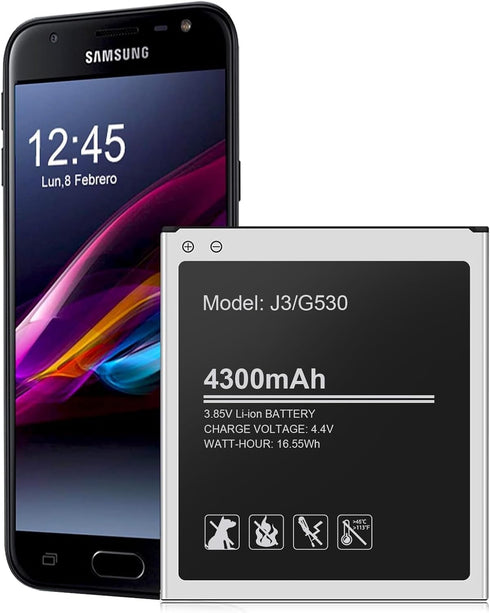 WAVYPO Battery for Galaxy J3,Upgraded 4300mAh Li-ion Battery Replacement for Samsung J3 J327A J327P J320V J320A J320F J320P EB-BG530BBC EB-BG530BB...
