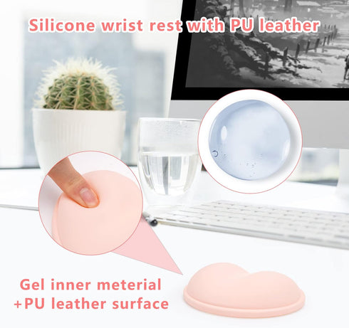 Wrist Rest Pad, Ergonomic Wrist Rest Mouse Pad with Non-Slip Base, Vertical Mouse Pad Rest Support, Silicone Gel Wrist Rest for Mouse and Computer...