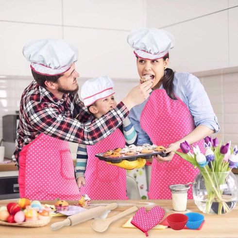 3 otters 27pcs Kids Chef Set, Kids Baking Sets with Apron Chef Hat Chef Costume Dress Up Chef Outfit for 2 3 4 5 6 7 8 Year Old Girls Stocking Stu...