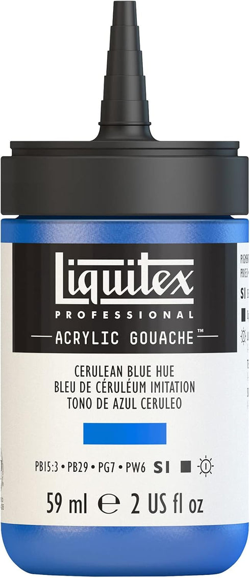Liquitex Professional Acrylic Gouache, 2-oz (59ml) Bottle, Cerulean Blue Hue...
