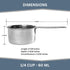 1/4 Cup Stainless Steel Measuring Cup | Sturdy Metal 60 ml Single Cup for Wet and Dry Ingredients | Great for use as 1/4 Cup Dog Food Scoop - 1 PK...