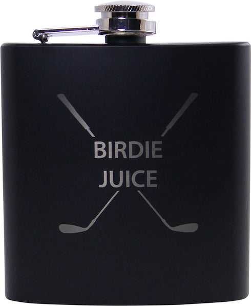 Birdie Juice Flask, Funnel, Shot Glasses, and Gift Box - Golfing Birdie Juice Hip Stainless Steel Metal Matte 6-Ounce Golf Bag Flask (Black)...