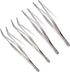 4 Pieces Long Tweezers,Long Handle Stainless Steel Straight and Curved Tweezers Nippers,Precision Craft Tweezers Set with Serrated Tips,Bonsai Too...
