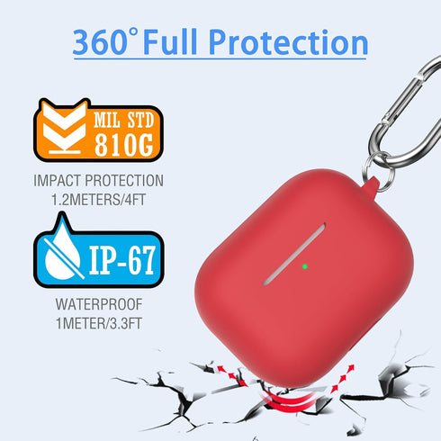 AirPods Pro Case Cover, Military Grade Anti-Fall Soft Silicone Shock-Absorbing Protective AirPods Pro 2nd/1st Generation Case with Keychain and Cl...