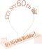 MGJSRNH Headband and Sash, 60th Birthday Rhinestone Crown and Glitter Sash for Women's Birthday Party, Rose Gold...