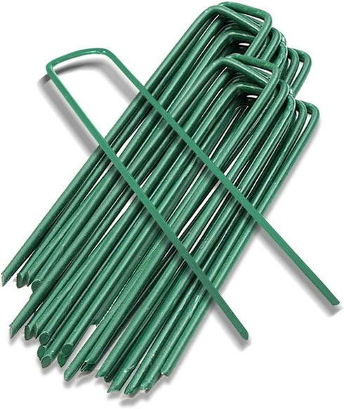 Garden Pegs Pins Ground Stakes Staples Spikes U Shaped Landscape Securing Nail Pin Lawn Fabric Netting Matting 6Inch 20PCS...