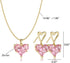 Pink Heart Necklace Earrings Cubic Zirconia Heart Wedding Necklace Earrings Set Bridesmaid Bride Pendant Necklace Earrings for Women(A-Gold,Pink)...