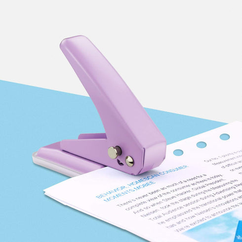 Single Hole Puncher Handheld 1/4 Inches Hole Punch, 20 Sheet Paper Punch Capacity Metal Hole Puncher with Skid-Resistant Base for Paper, Chipboard...