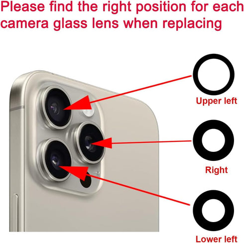 OEM Back Rear Camera Lens Glass Replacement for iPhone 15 Pro Max 6.7 inches with pre-Installed Adhesive and Reparing Toolkit......