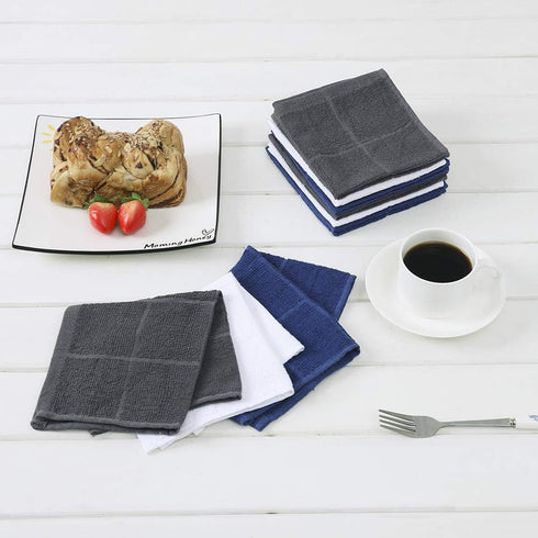 Glynniss Blue Dish Cloths Kitchen Highly Absorbent Navy Dish Rags 100% Cotton Dish Cloths for Washing Dishes, Cleaning (12pcs Blue)...