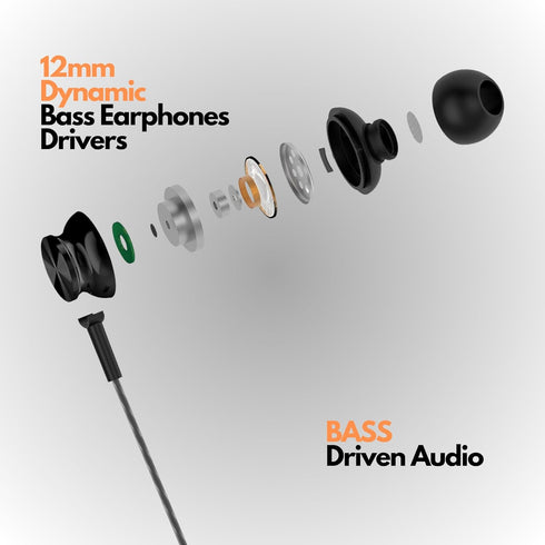 Betron BS10 Earphones Wired Headphones in Ear Noise Isolating Earbuds with Microphone and Volume Control Powerful Bass Driven Sound, 12mm Large Dr...
