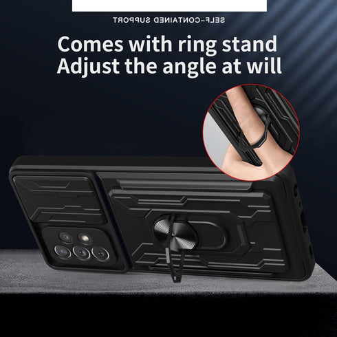 CCSmall Case for Samsung Galaxy A32 4G (Not 5G) with Card Holder, Heavy Duty Protection Phone Case with Magnetic Ring Kickstand Slide Camera Cover...